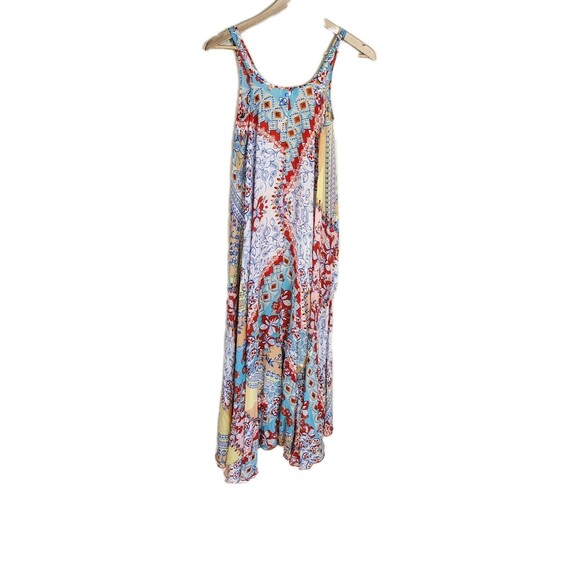 Boho Patchwork Floral Maxi Dress Sleeveless Flowy High Low Hem Festival XS NWT - Picture 6 of 8
